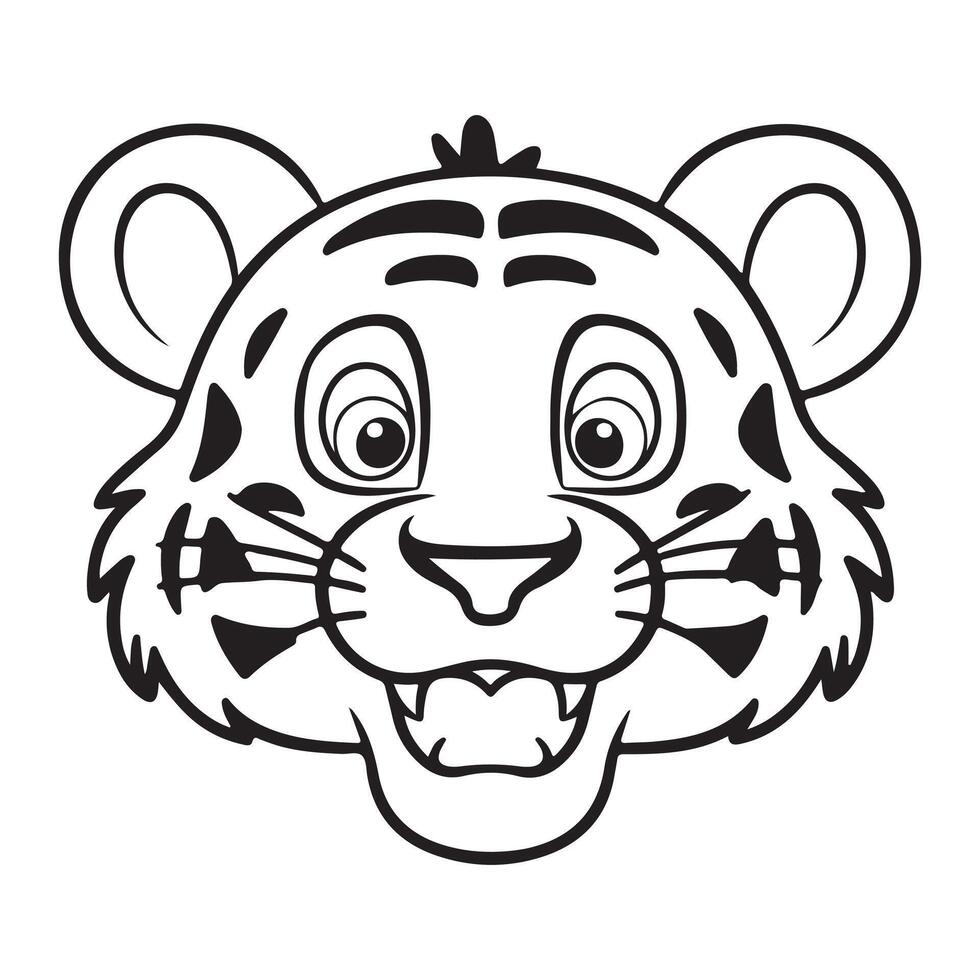 Hilarious Tiger Face Coloring Page for Kids Activity vector
