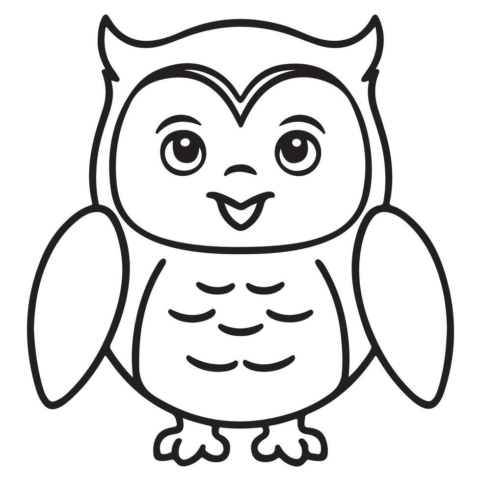 Funny Owl Character Coloring Activity for Children vector