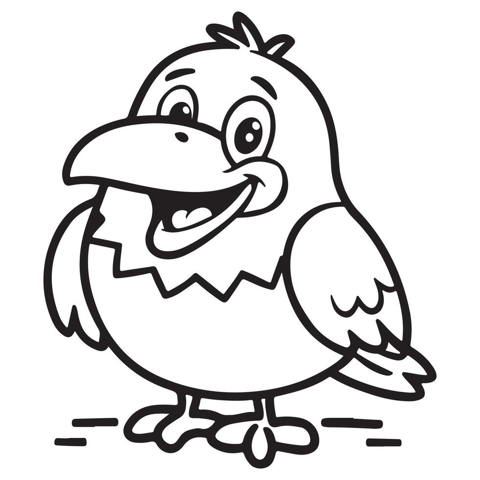 Hilarious Crow Coloring Page for Kids vector