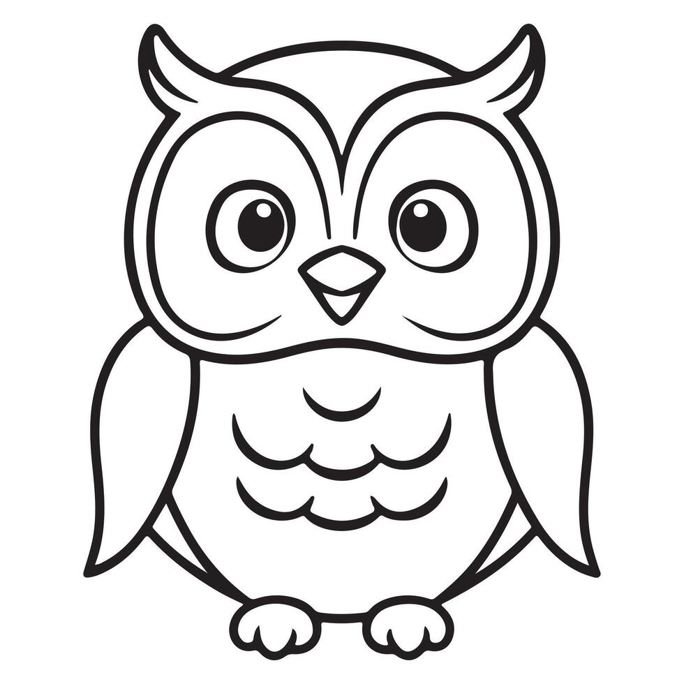 Funny Owl Coloring Book Page for Kids Illustration vector