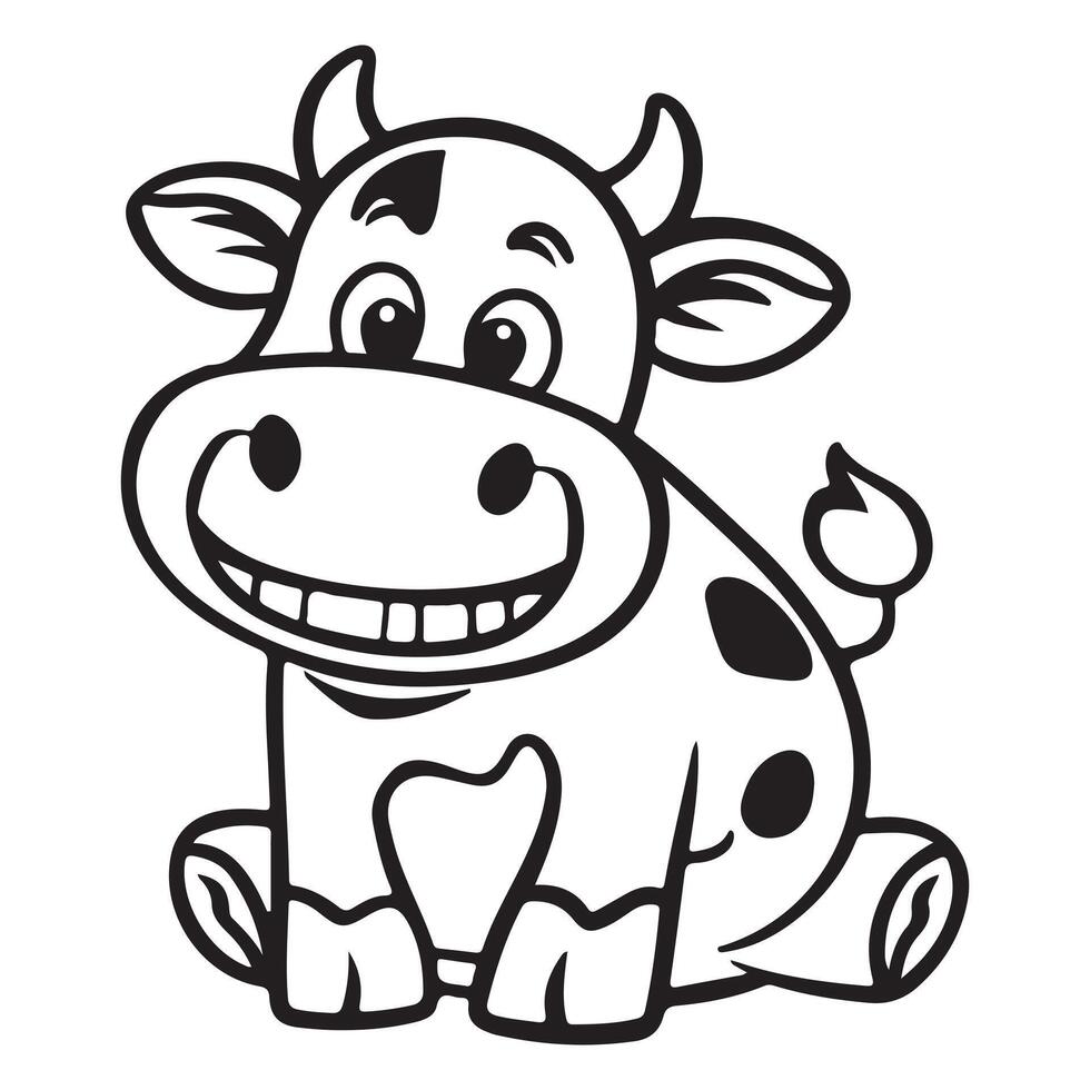 Hilarious Cow Coloring Page for Kids vector