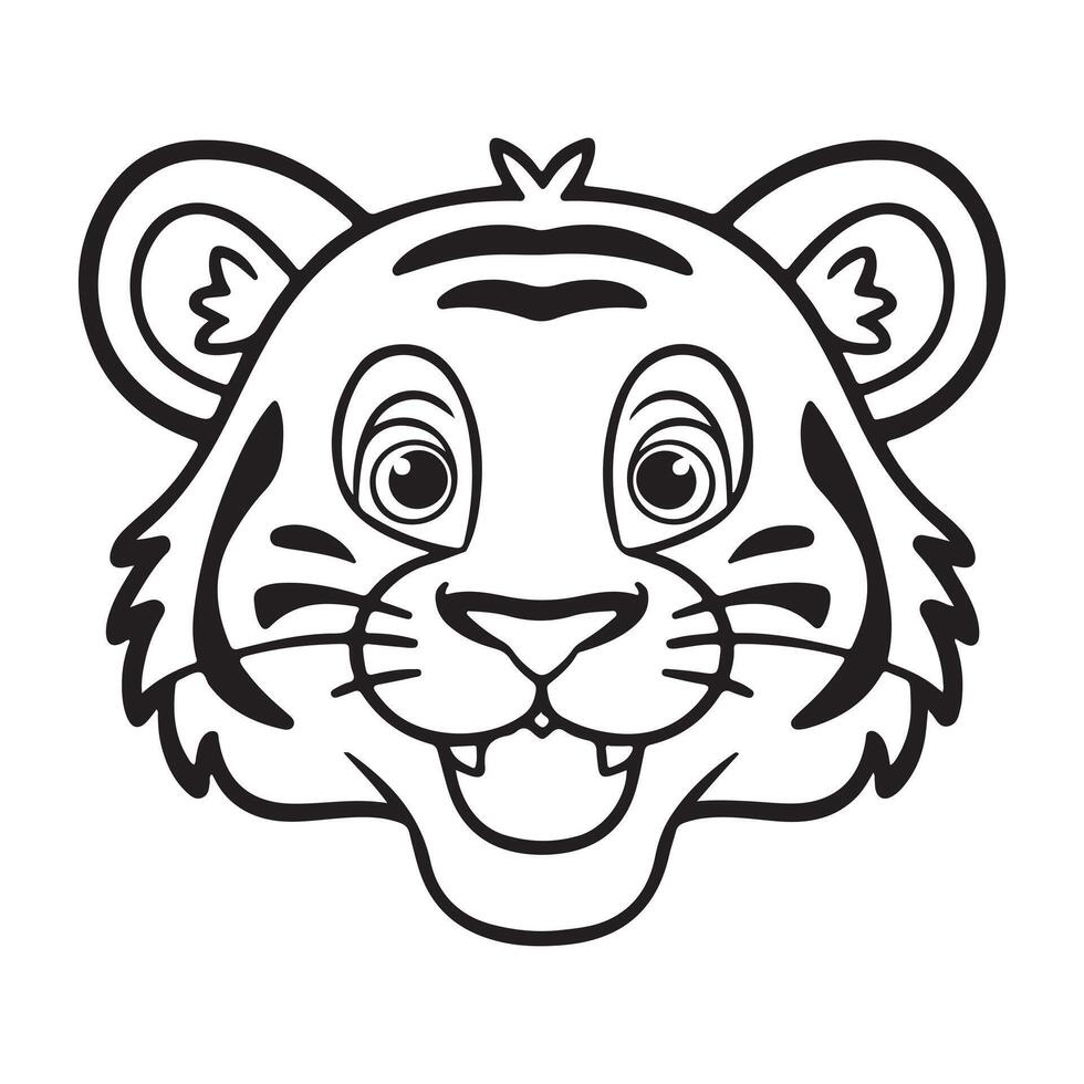 Tiger Face Coloring Page for Kids vector