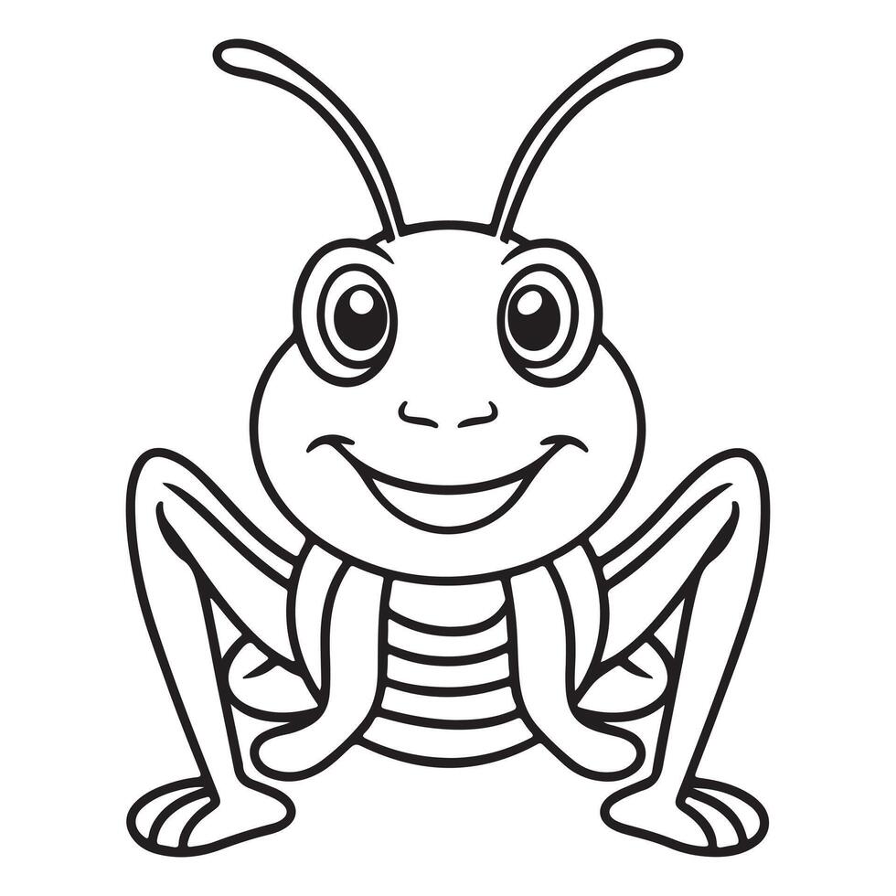 Funny Grasshopper Coloring Book Page for Kids Illustration vector