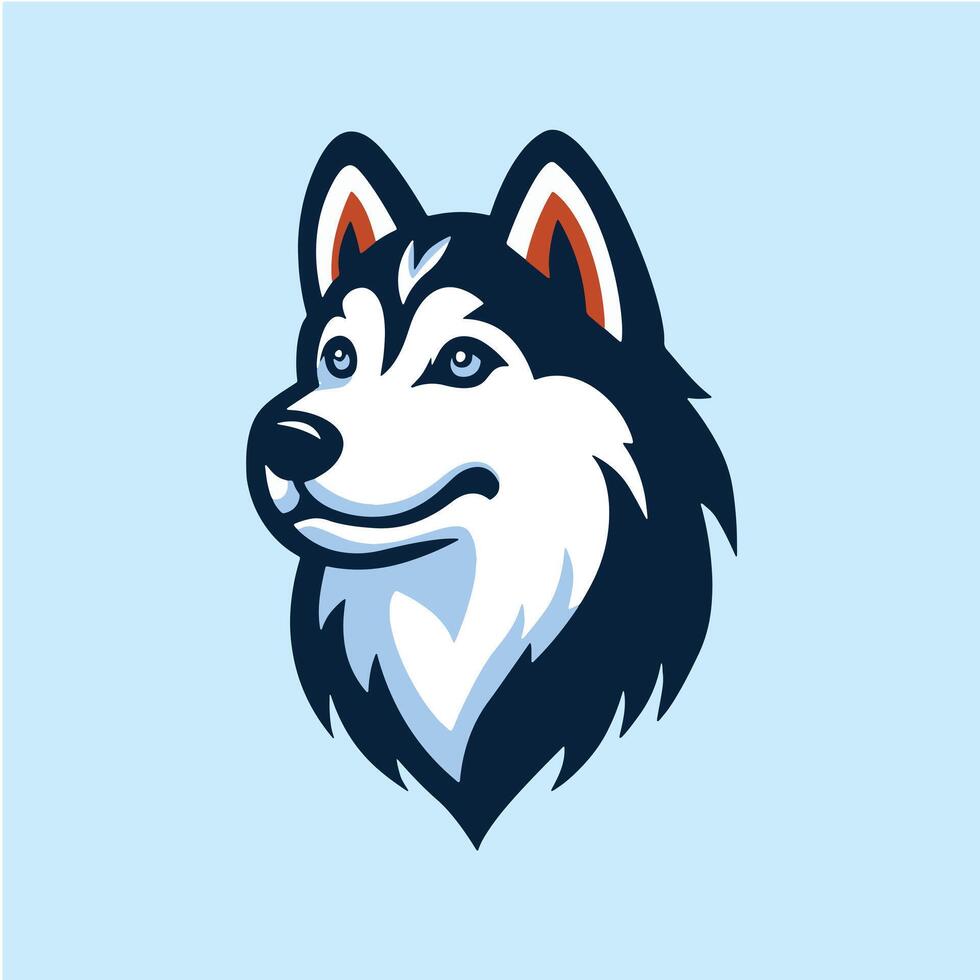 Head of Siberian Husky Dog in front of blue background Can Use as Logo vector