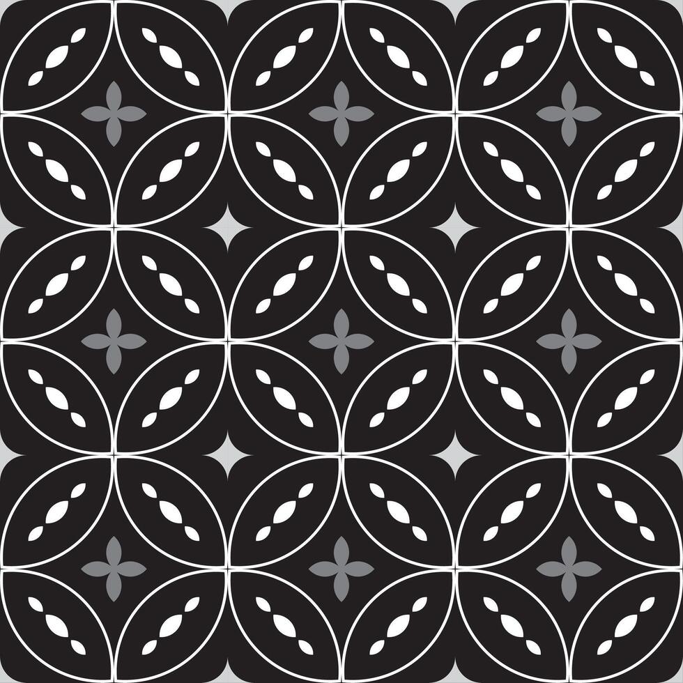 Monochrome Patern modern BATIK MOTIF KAWUNG or CEPLOK, Batik Indonesian is a technique of wax resist dyeing applied to whole cloth, or cloth made using this technique originated from Indonesia. vector