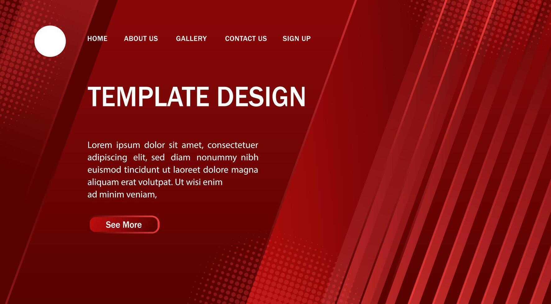 a red website template design with a red background vector