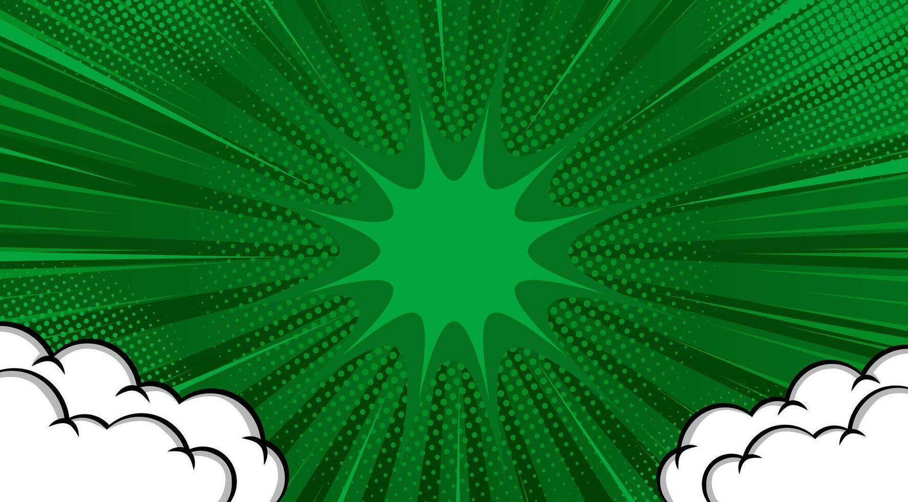 Green comic book background Cute retro stripes pattern vector