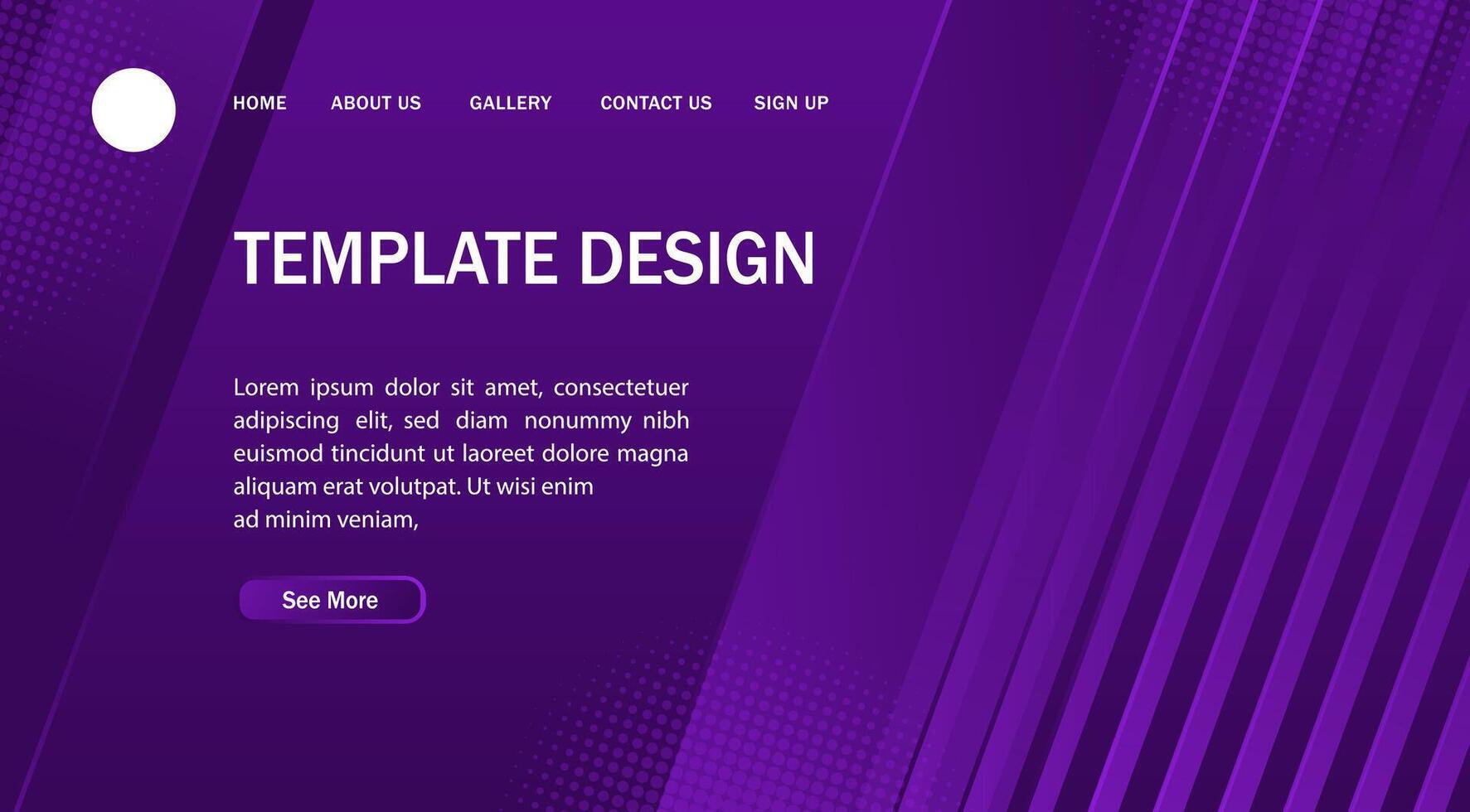 a purple website template design with a background of geometric shapes vector