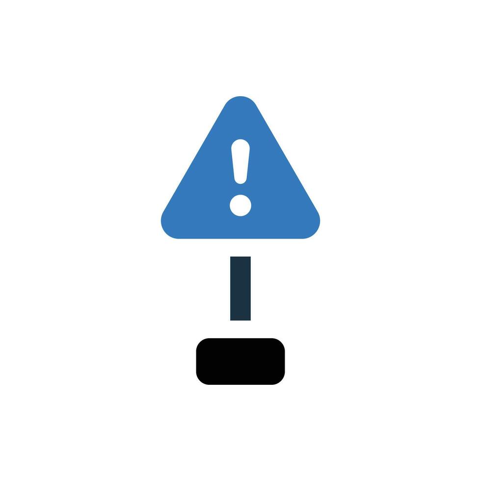 A blue and black warning sign with an exclamation point vector
