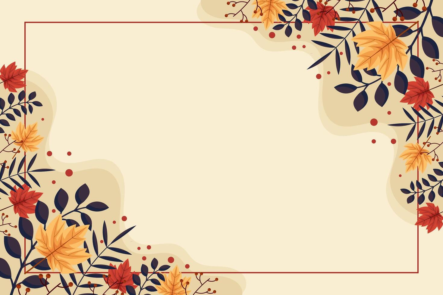A floral background with a frame that says autumn vector