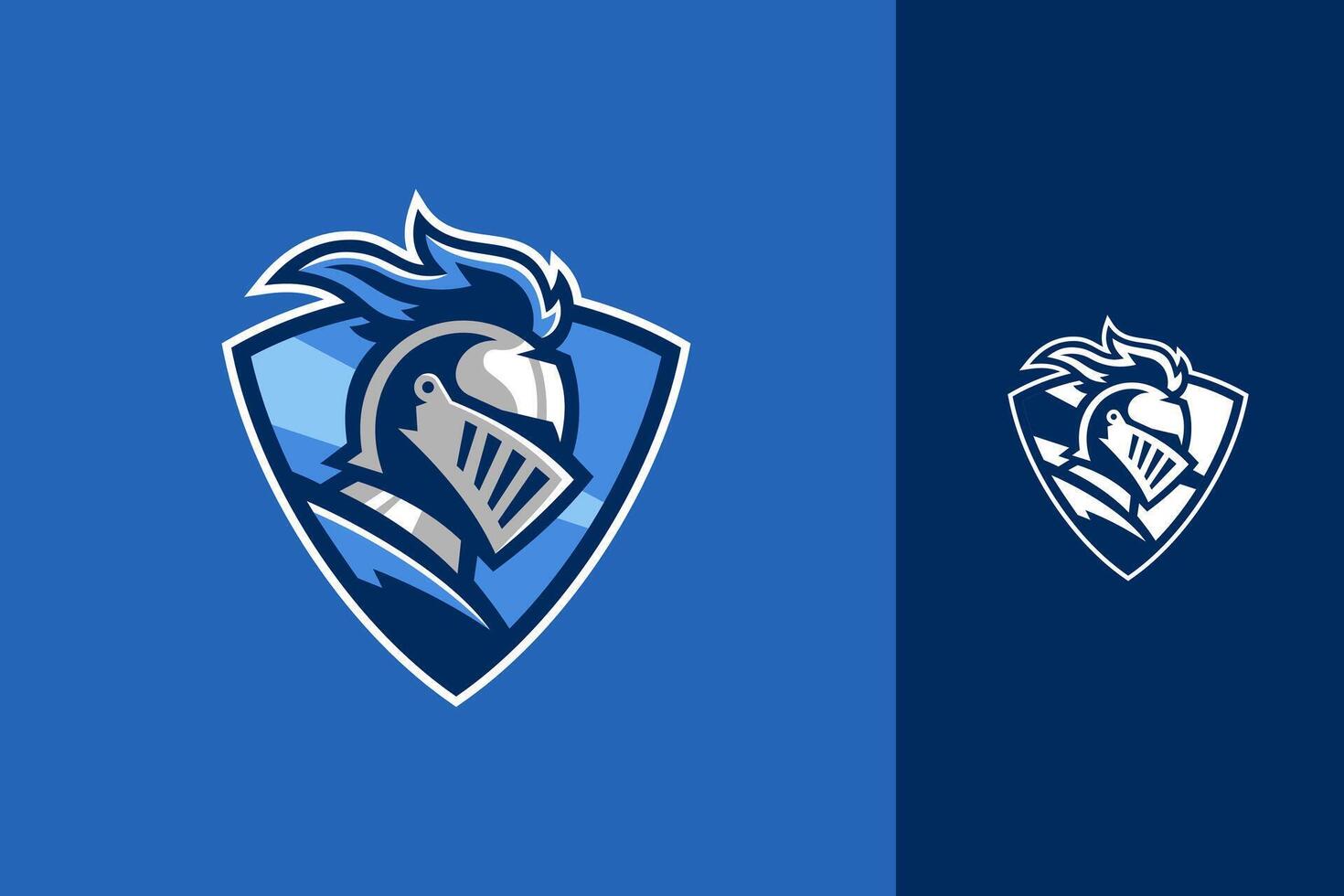 Knight Warrior Side View on Shield Logo Design vector
