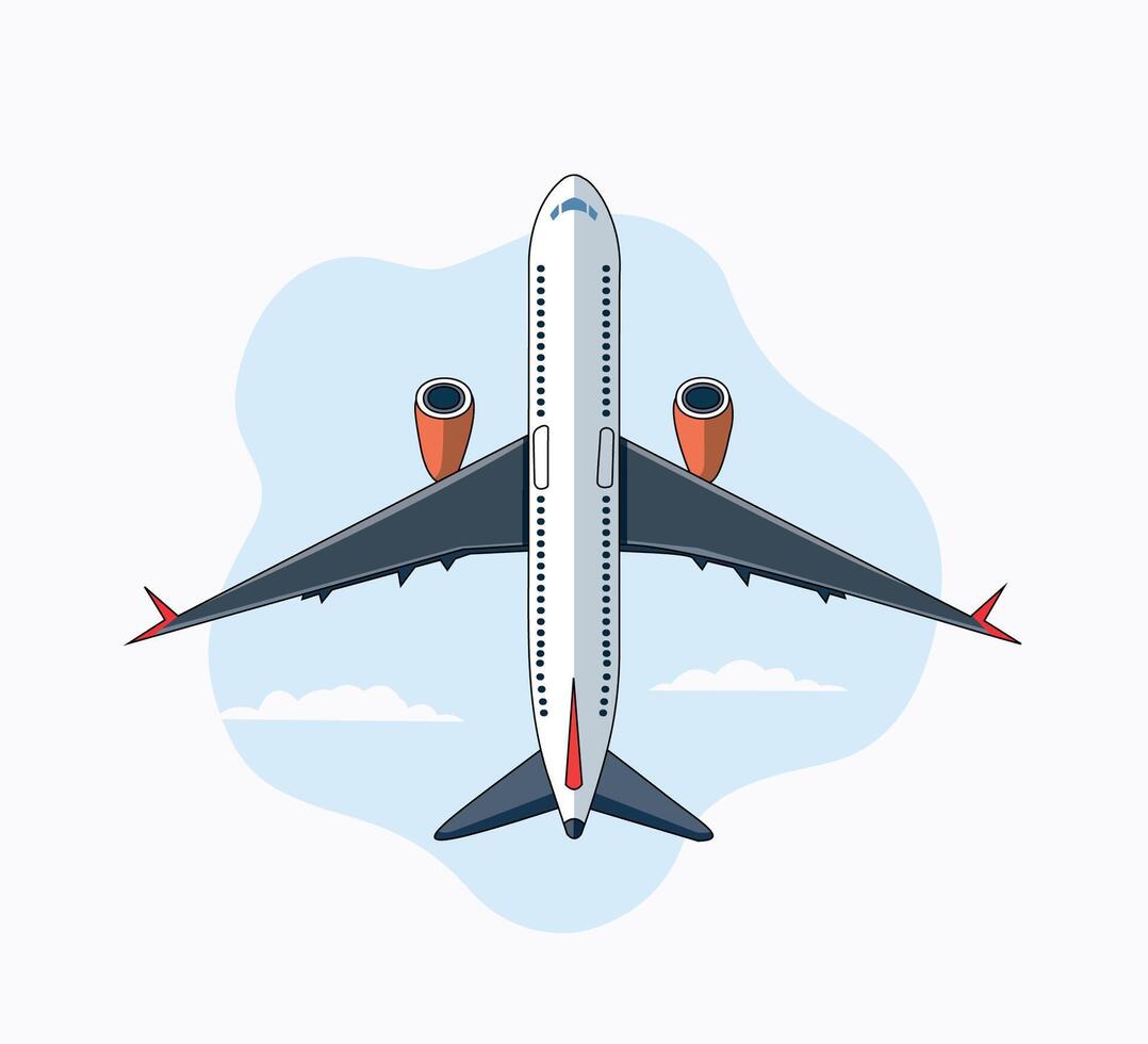 Airplane in flat style with cloud vector