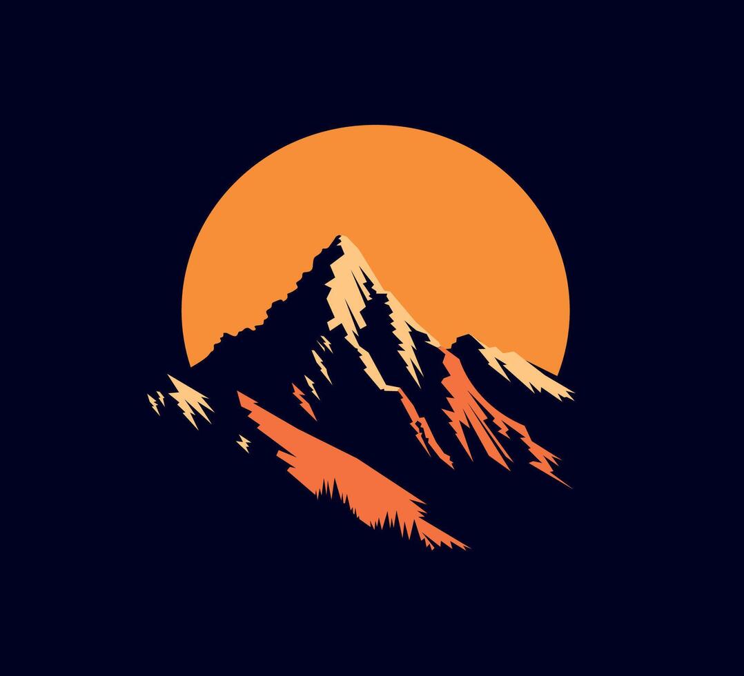 sunset in the mountains illustration vector