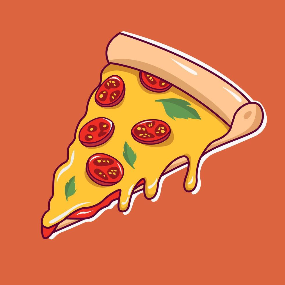 Pizza slice with tomato and mozzarella illustration vector