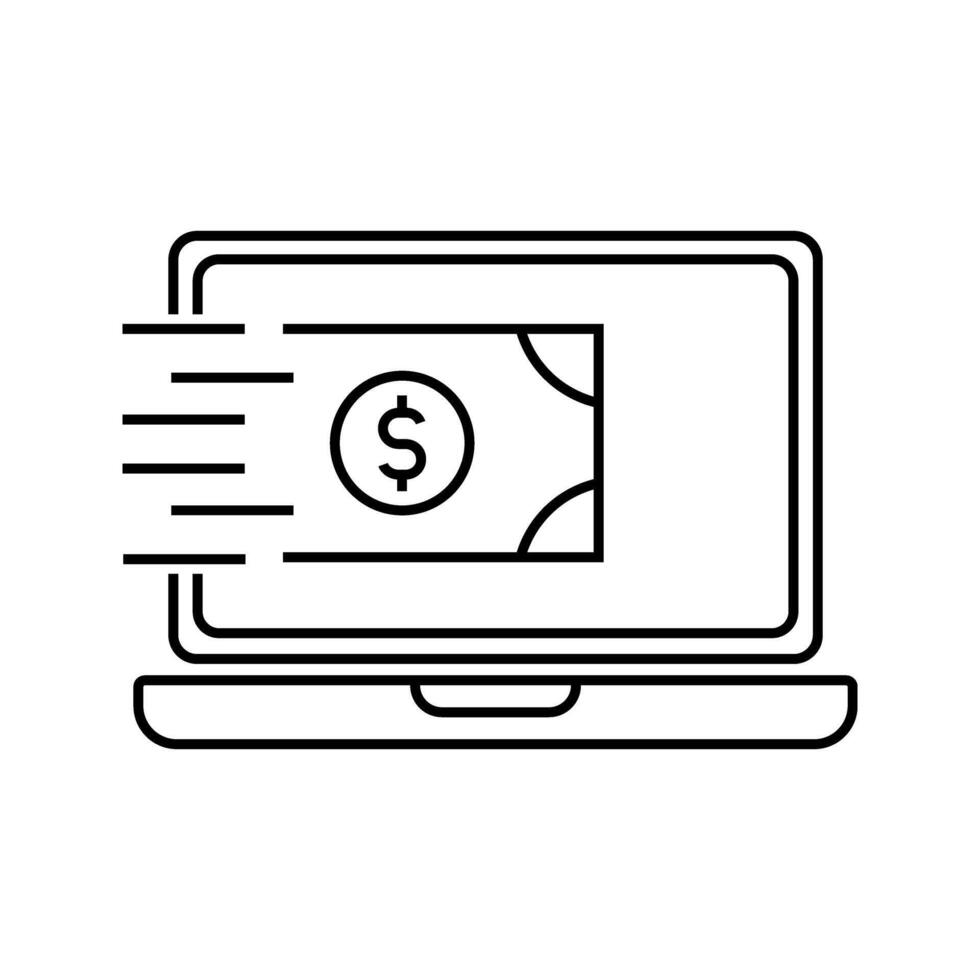 Laptop with money icon vector