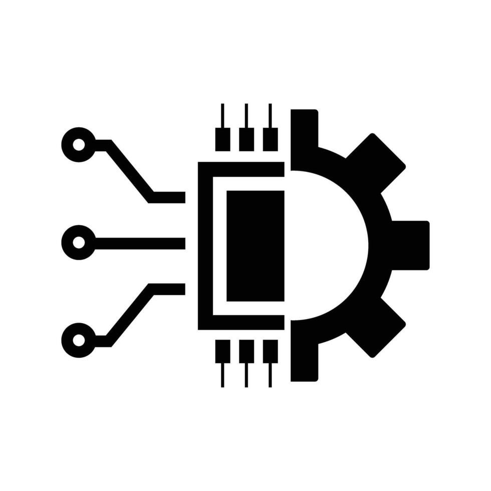cogwheel and microchip circuitry icon vector