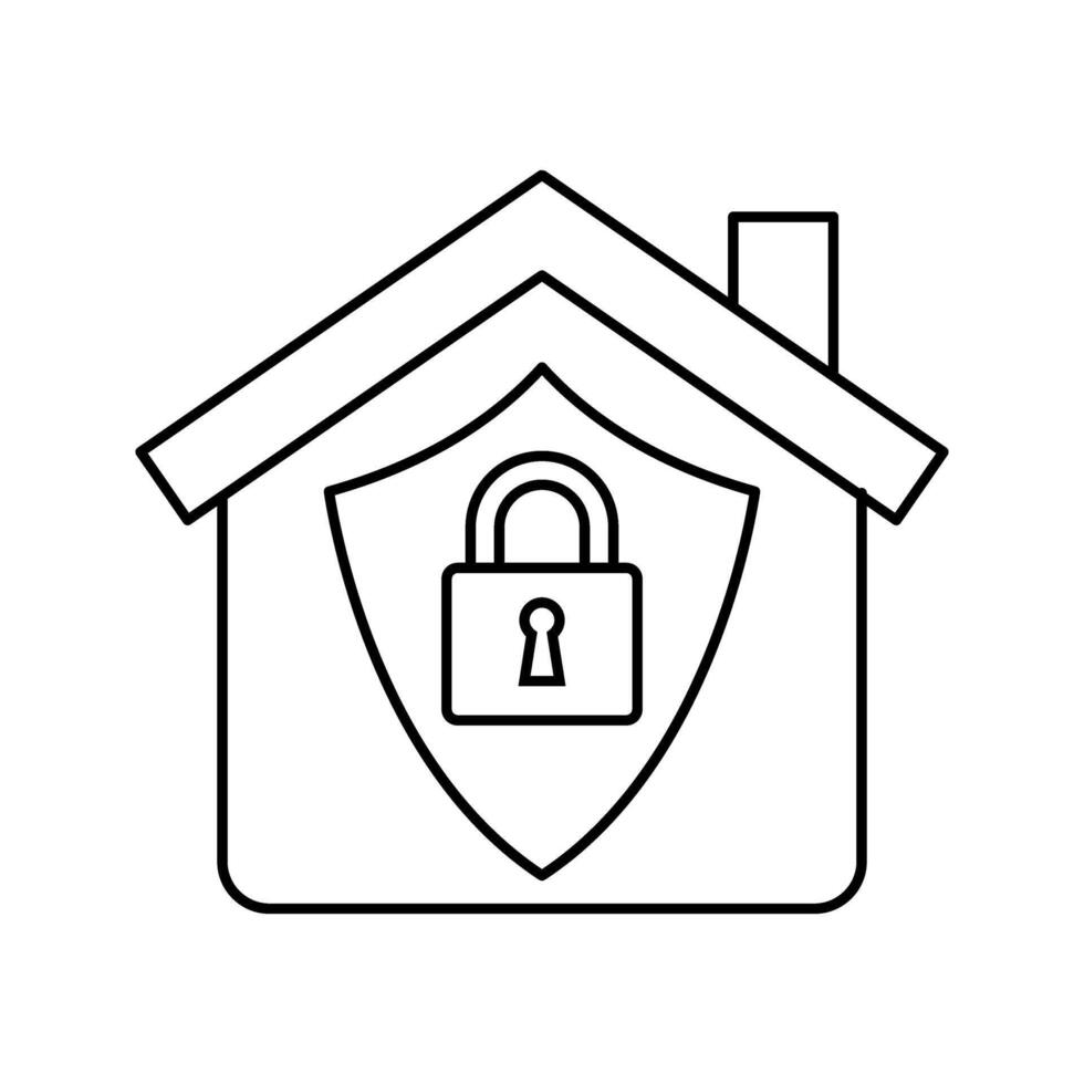 house with padlock and shield icon vector