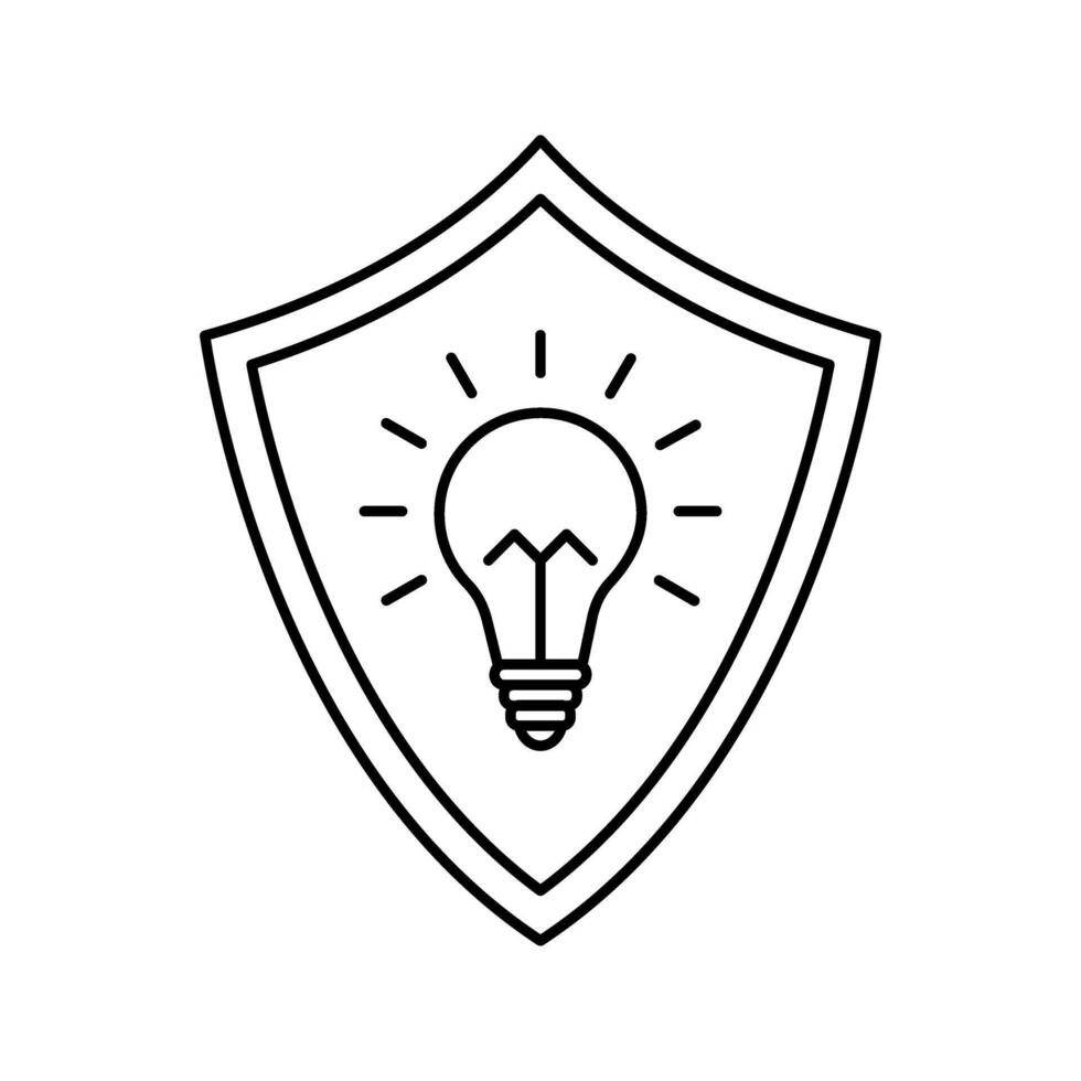 illustration of a lightbulb with a shield icon vector