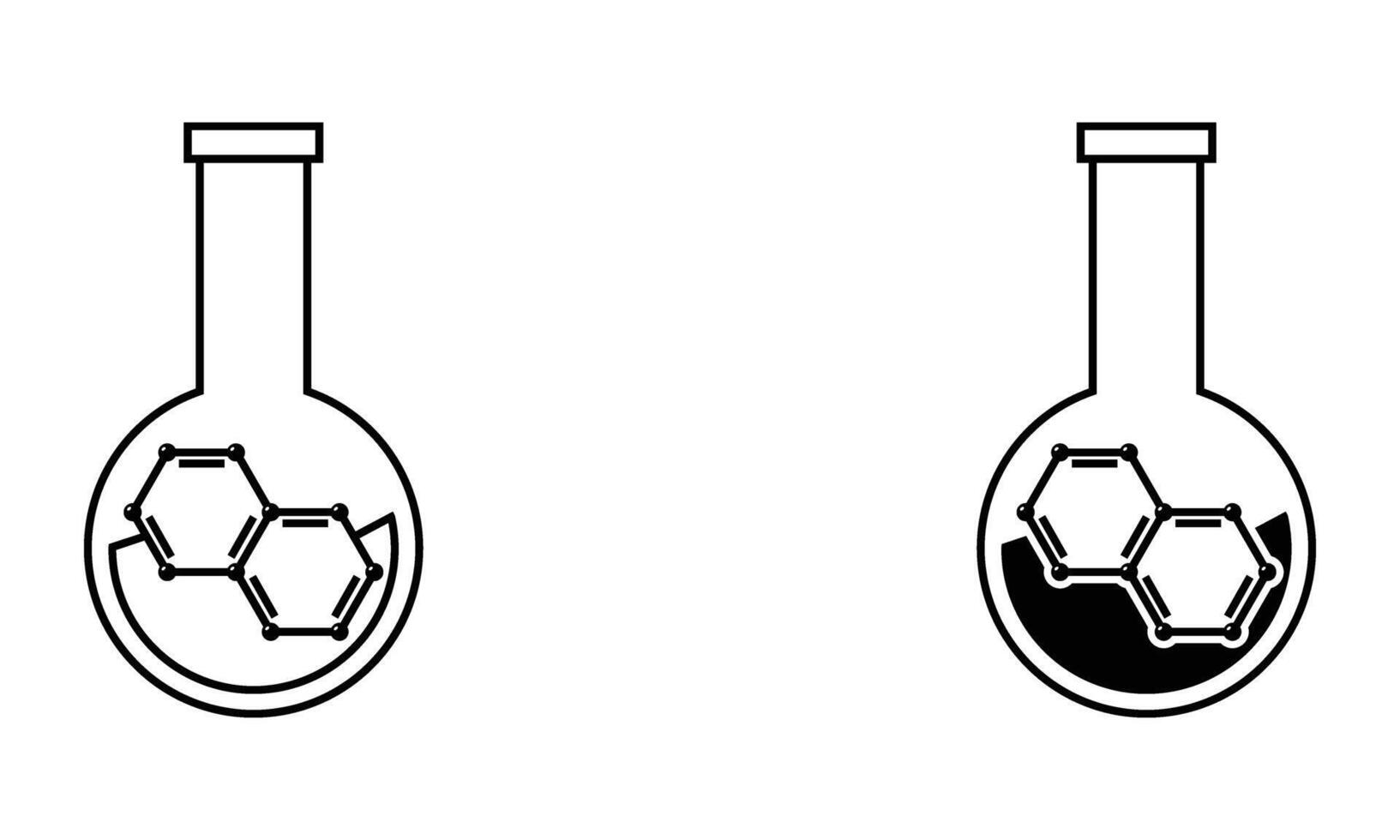 Laboratory flask bottle with molecular structure icon vector