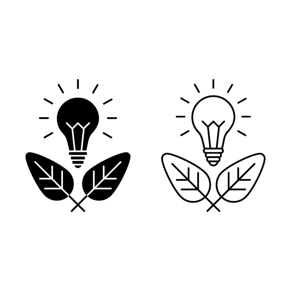 leaf with lightbulb icon vector
