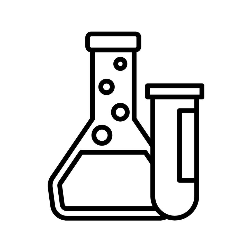 chemical flask with test tube icon vector