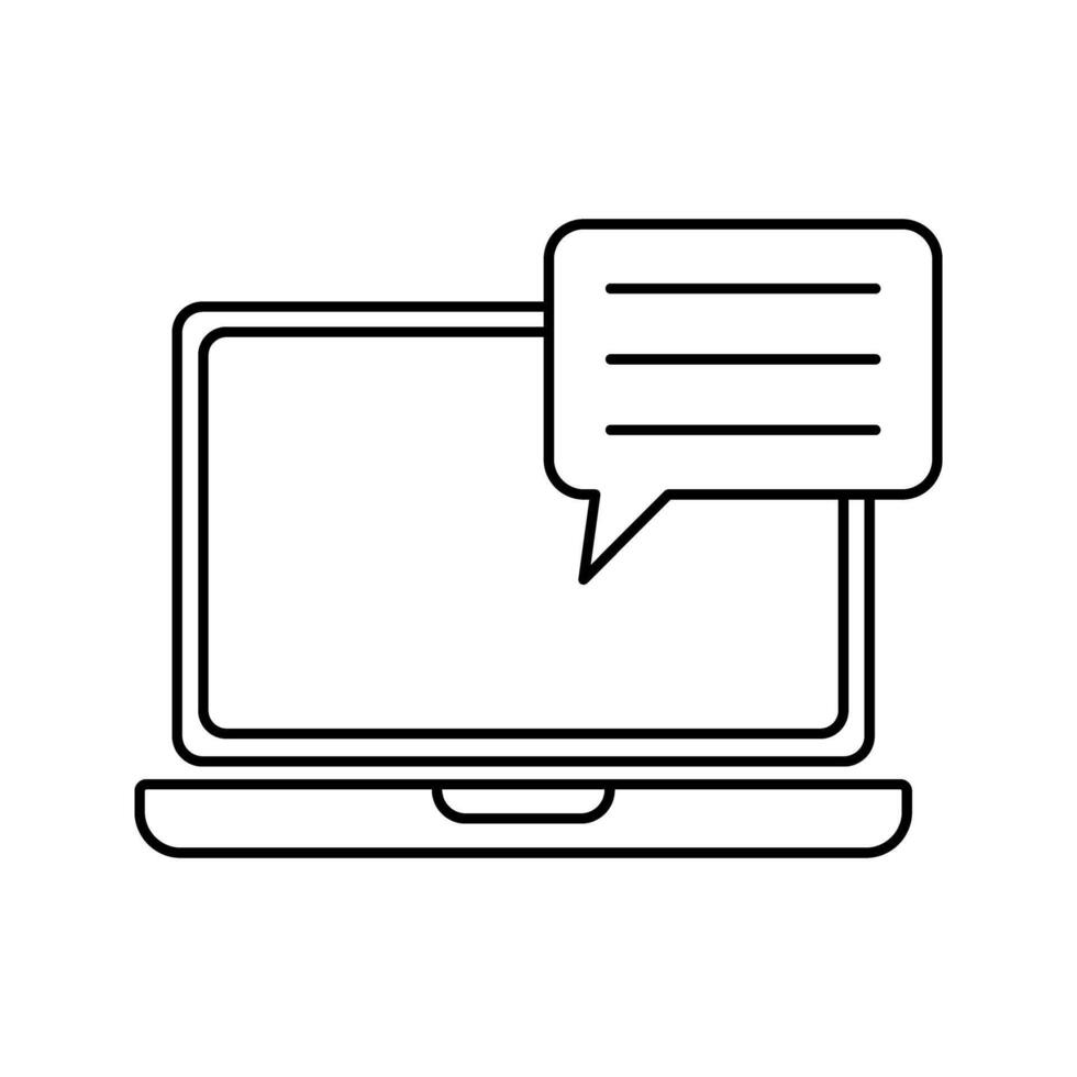 laptop with chat bubble icon vector