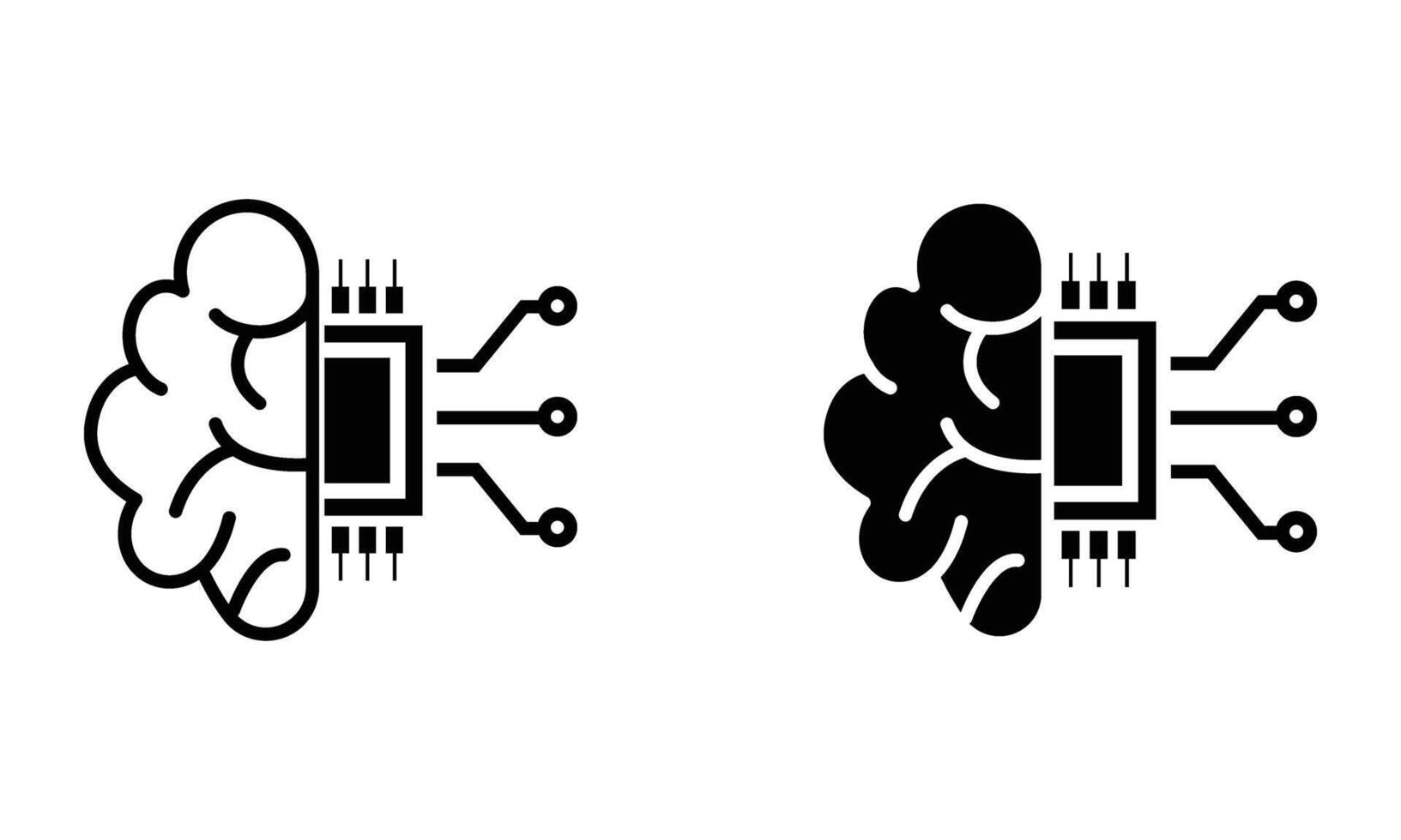 Brain with microchip circuit icon vector