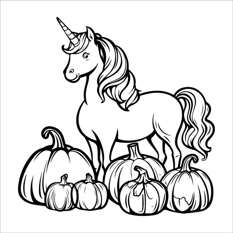 Outline illustration of unicorn vector