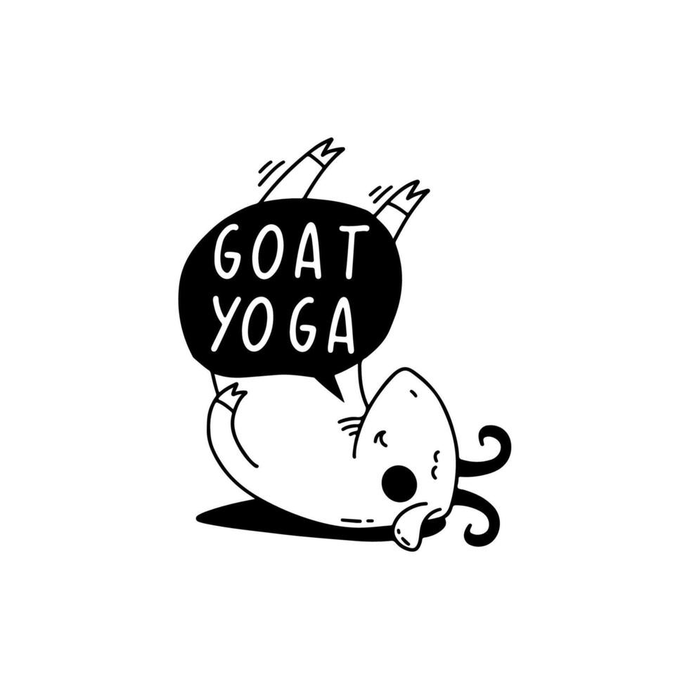 outline illustration of goat yoga vector