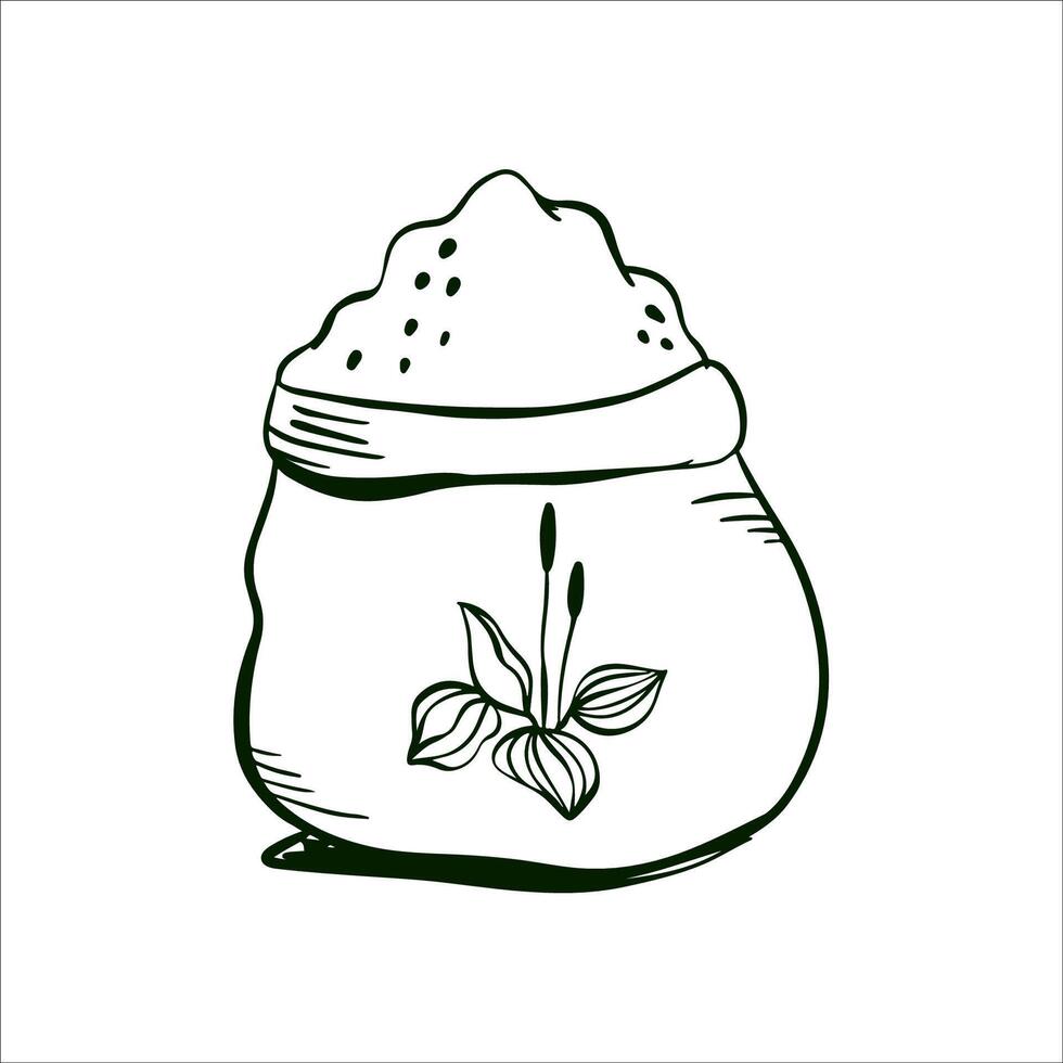 Outline illustration of bag with psyllium vector
