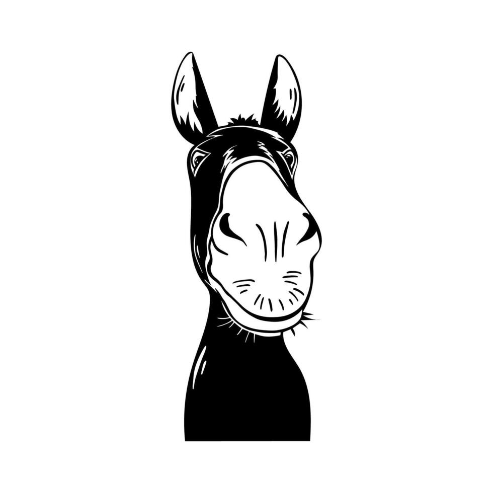 Outline illustration of donkey face vector