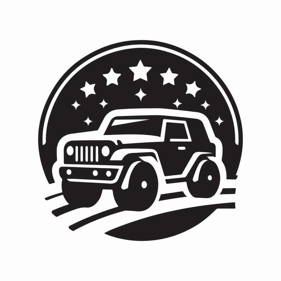 Modern Car icon logo Silhouette with Sunset Background vector