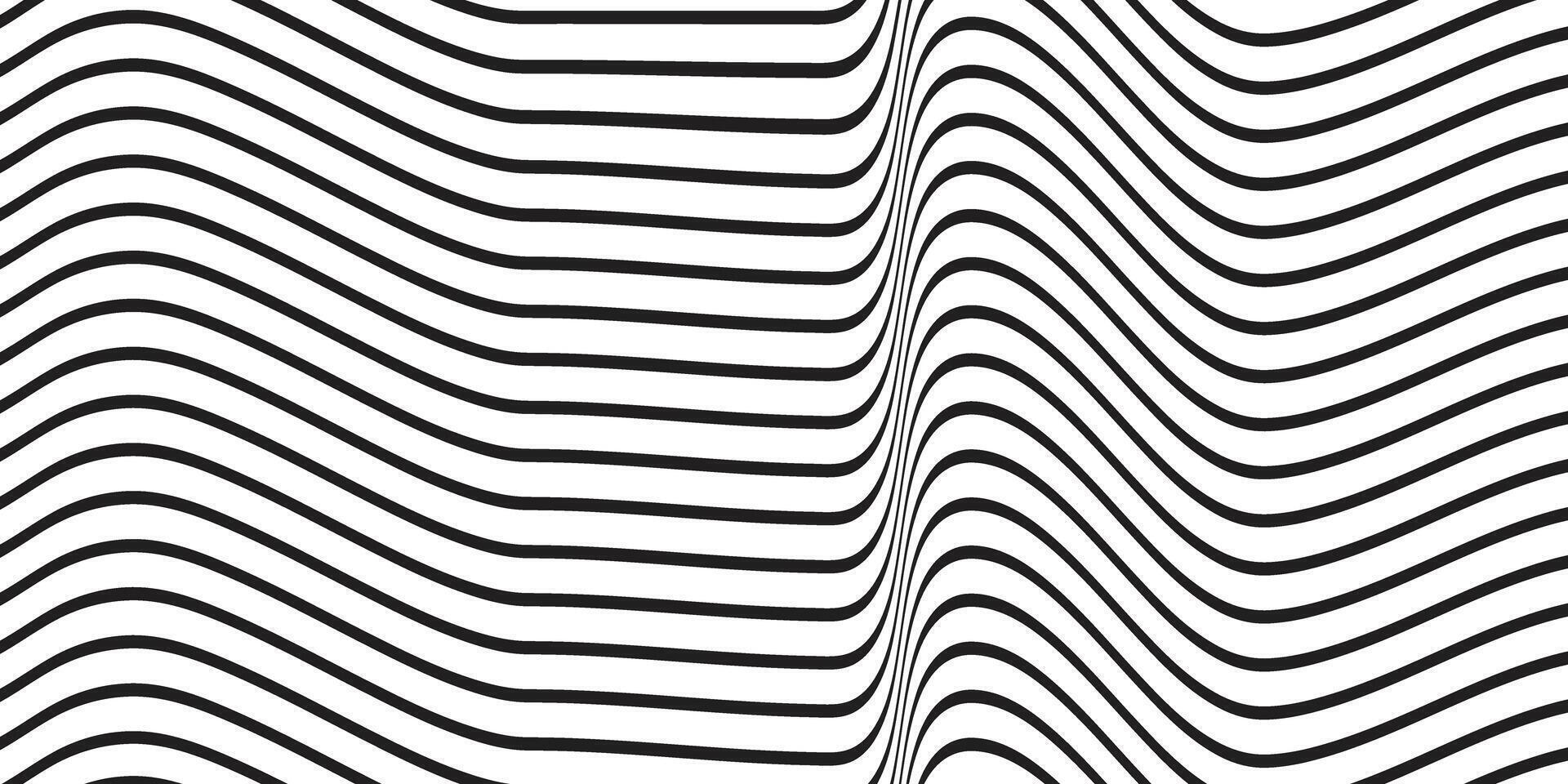 Black and white abstract waves pattern of lines. Abstract black waves seamless pattern on white background vector