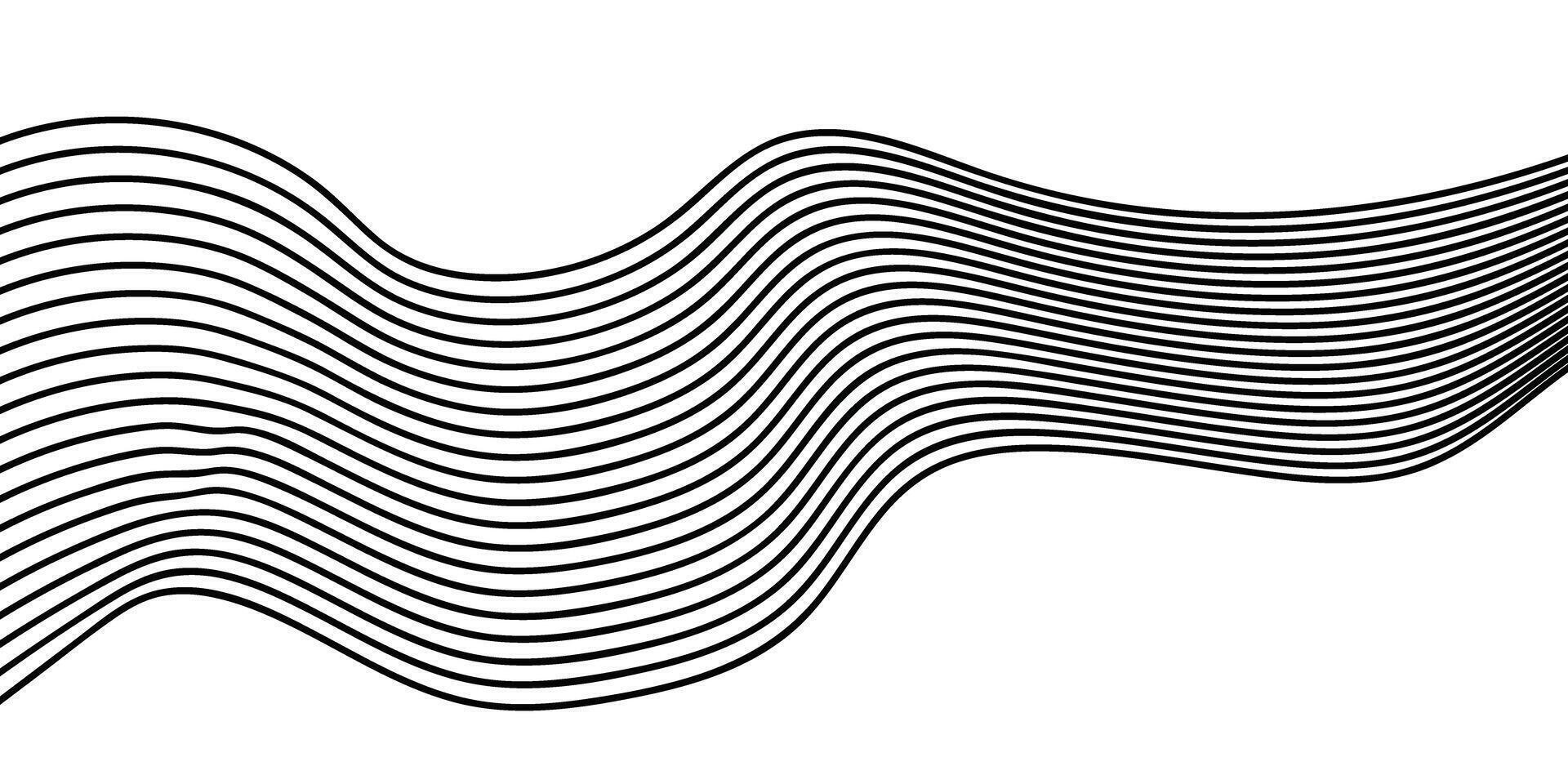 Abstract black flowing wave lines pattern isolated, black stripes, 3d dimensional effect. vector
