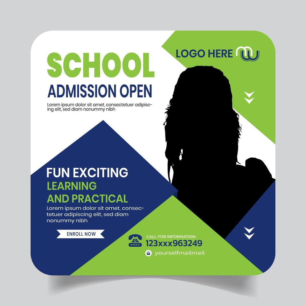 Unique Professional School Admission Social Media Post Design Templates vector
