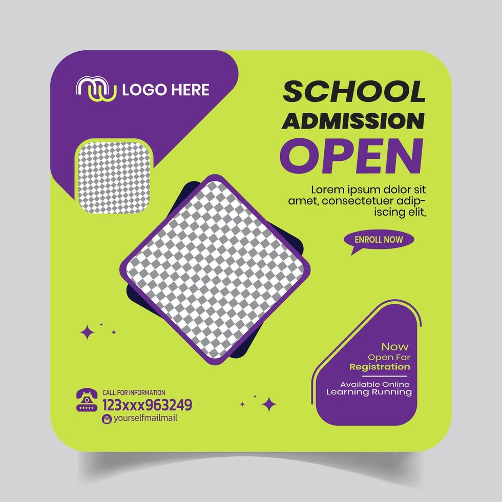 School Advertisement Social Media Post Design Layout vector