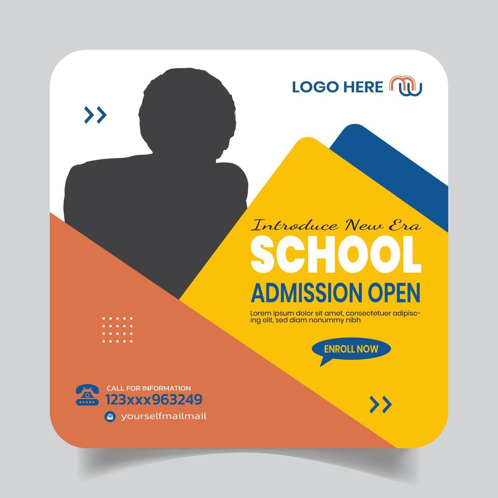 Kids School Advertisement Social Media Post Design vector