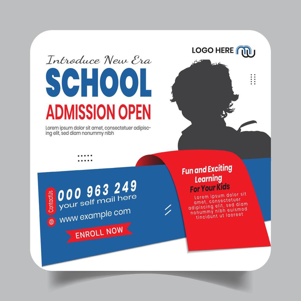 Wonderful Kids School Social media Post Design Banner vector
