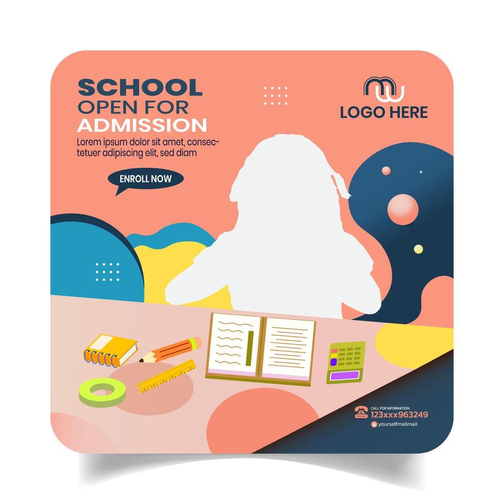 Kids Back to School Open Post Design Template vector