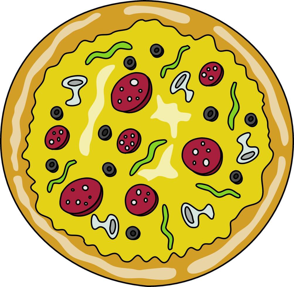 Vibrant Cartoon Pizza Art vector