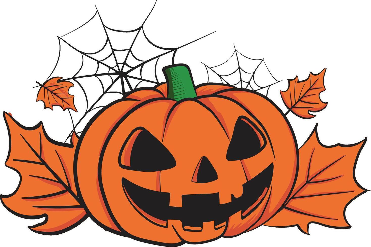 a drawing of a pumpkin with Leaves vector