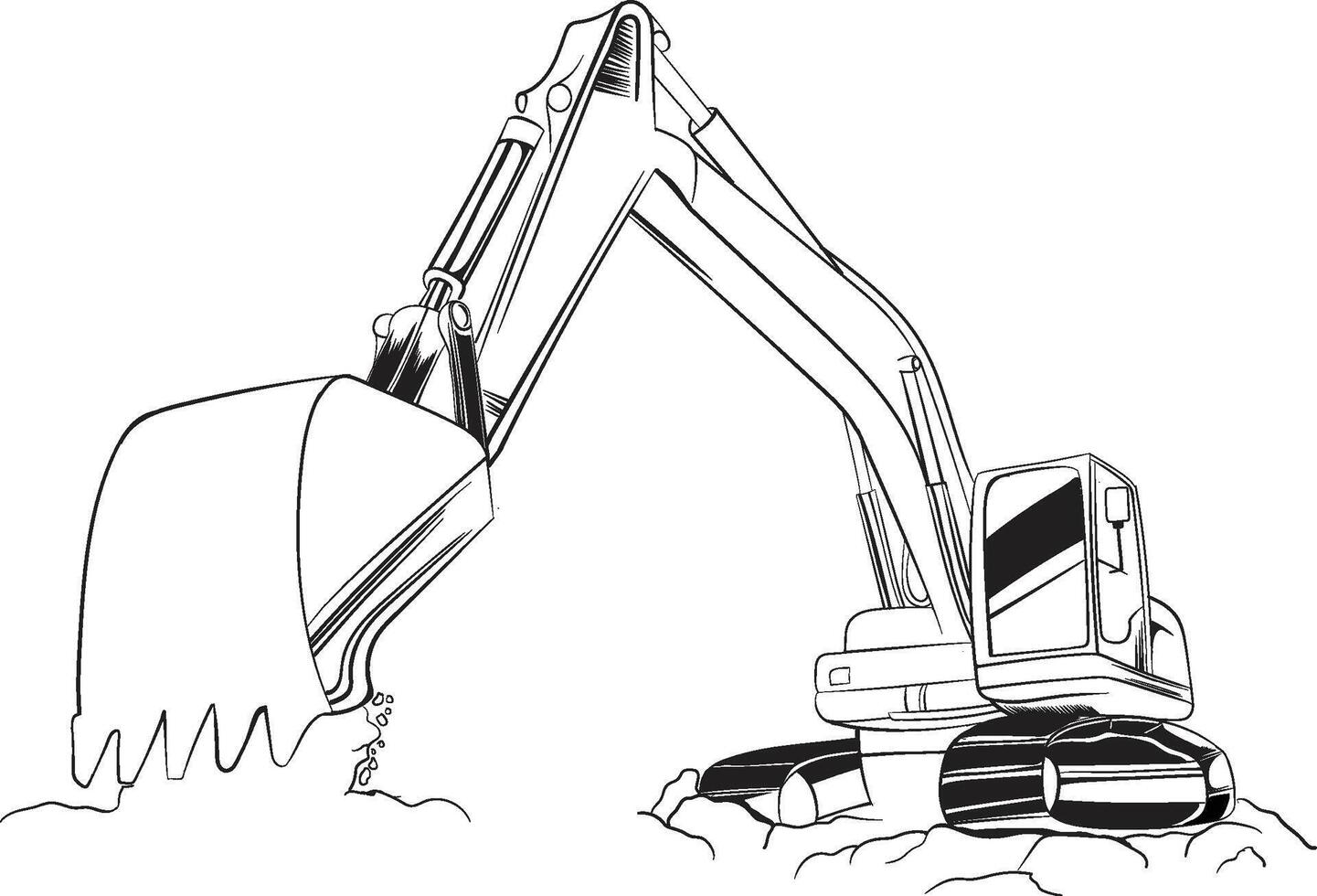 Illustration Excavator Construction Equipment vector