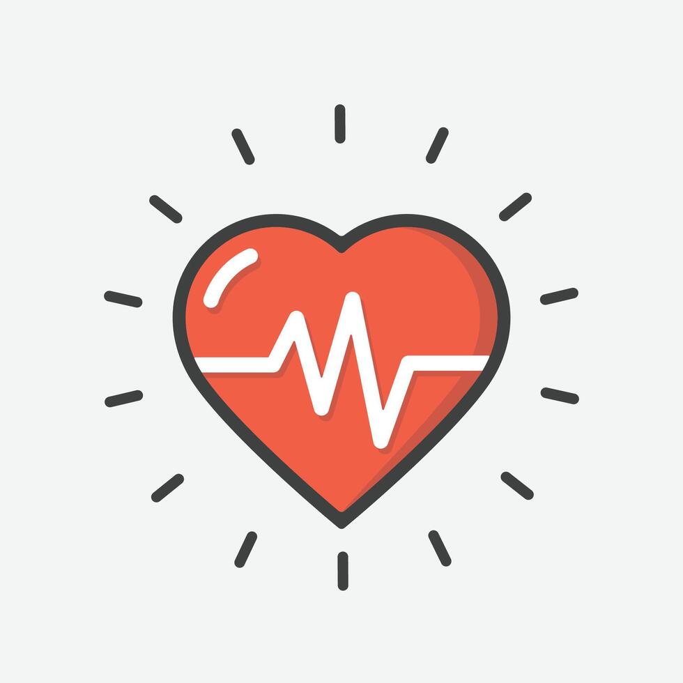 Red heart beat icon isolated illustration. vector