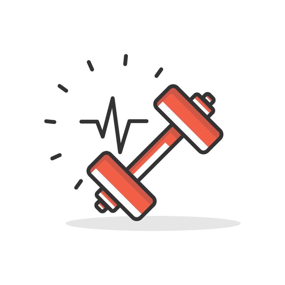 Red dumbbell icon isolated illustration. vector