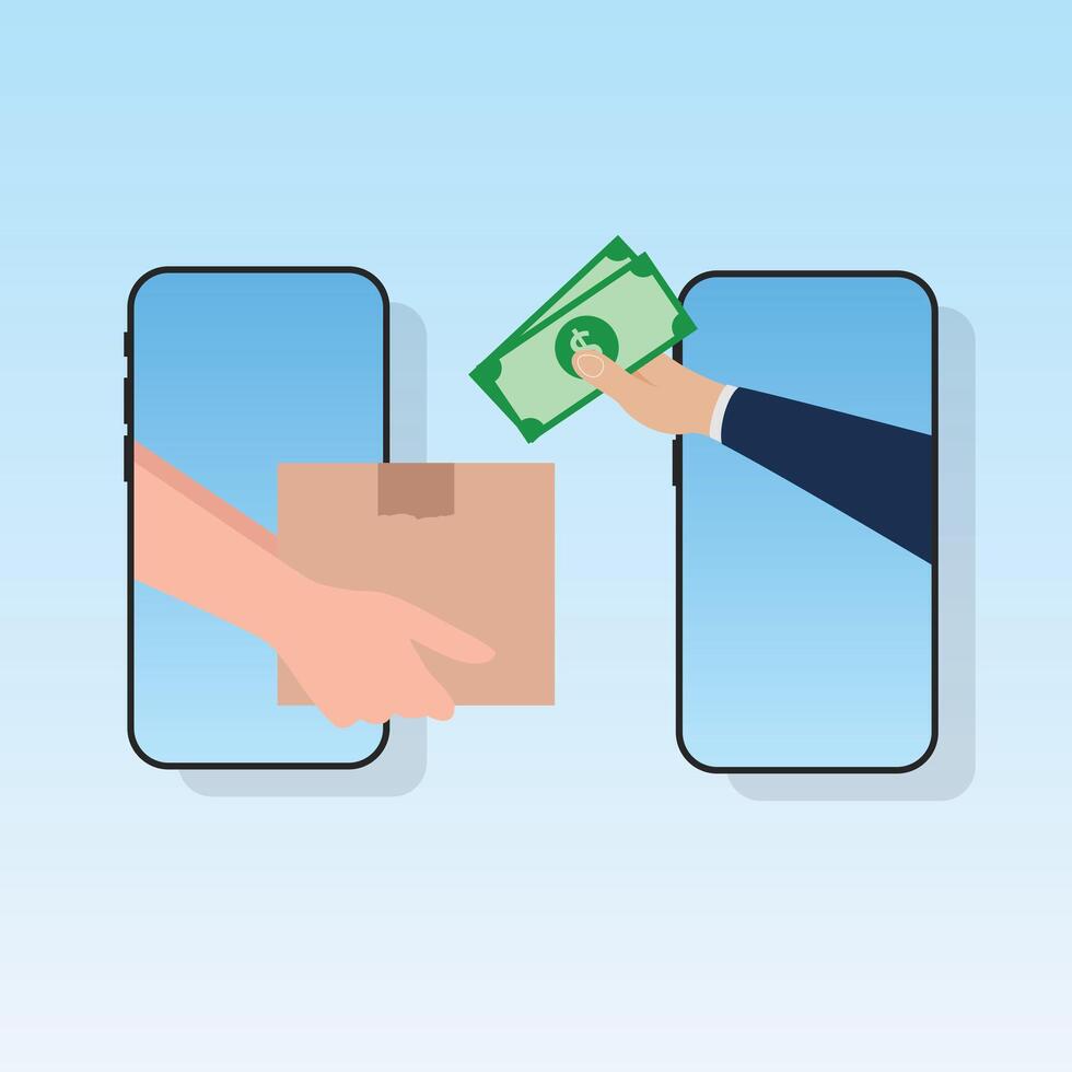 Cash on delivery online shopping concept design vector