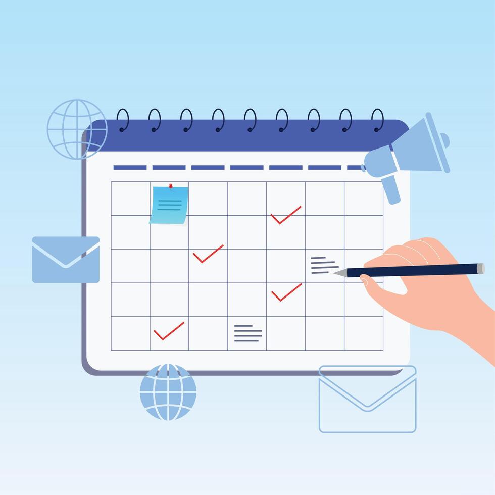 Writing the working plan and schedule social media business timeline vector
