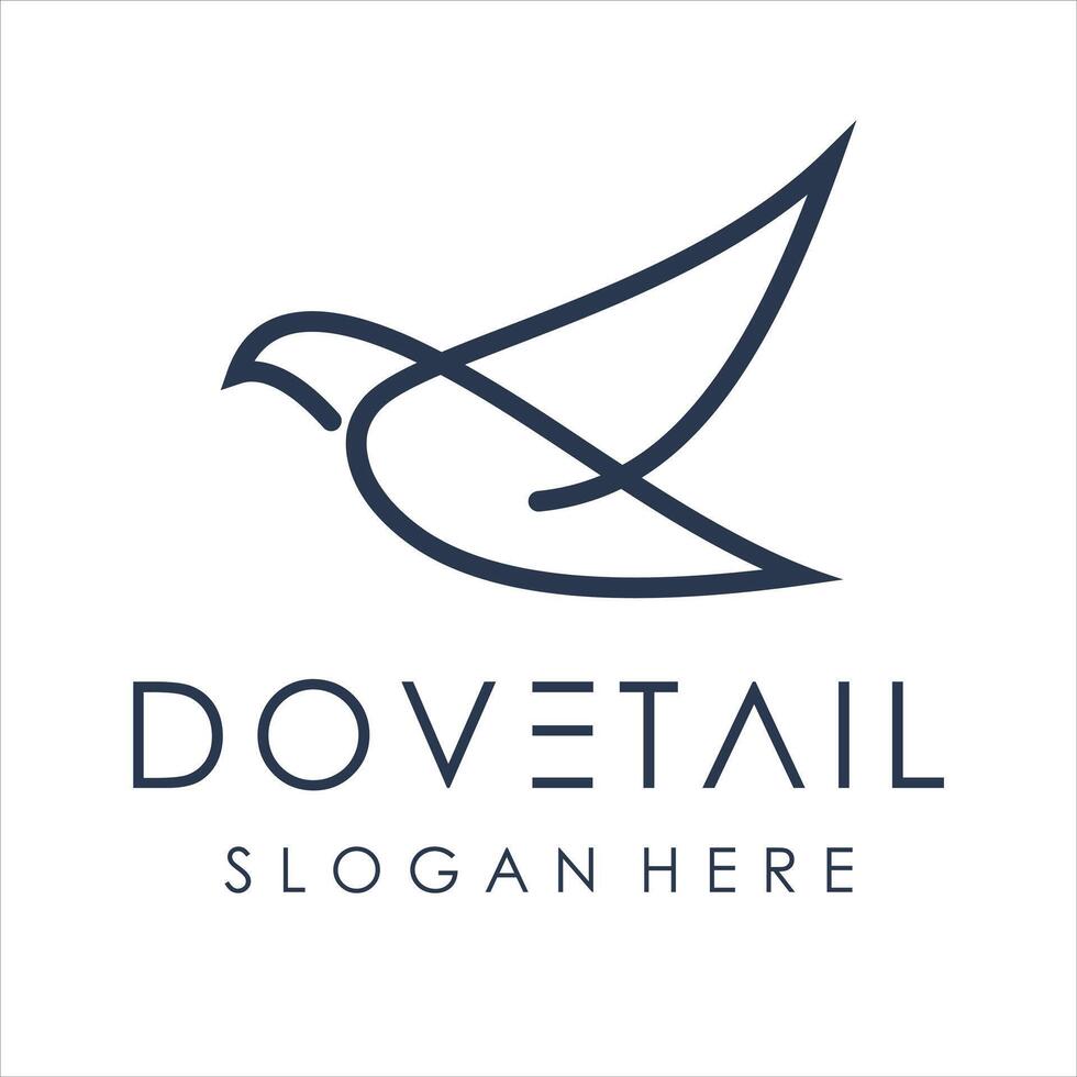 minimalist monoline line art bird logo design vector