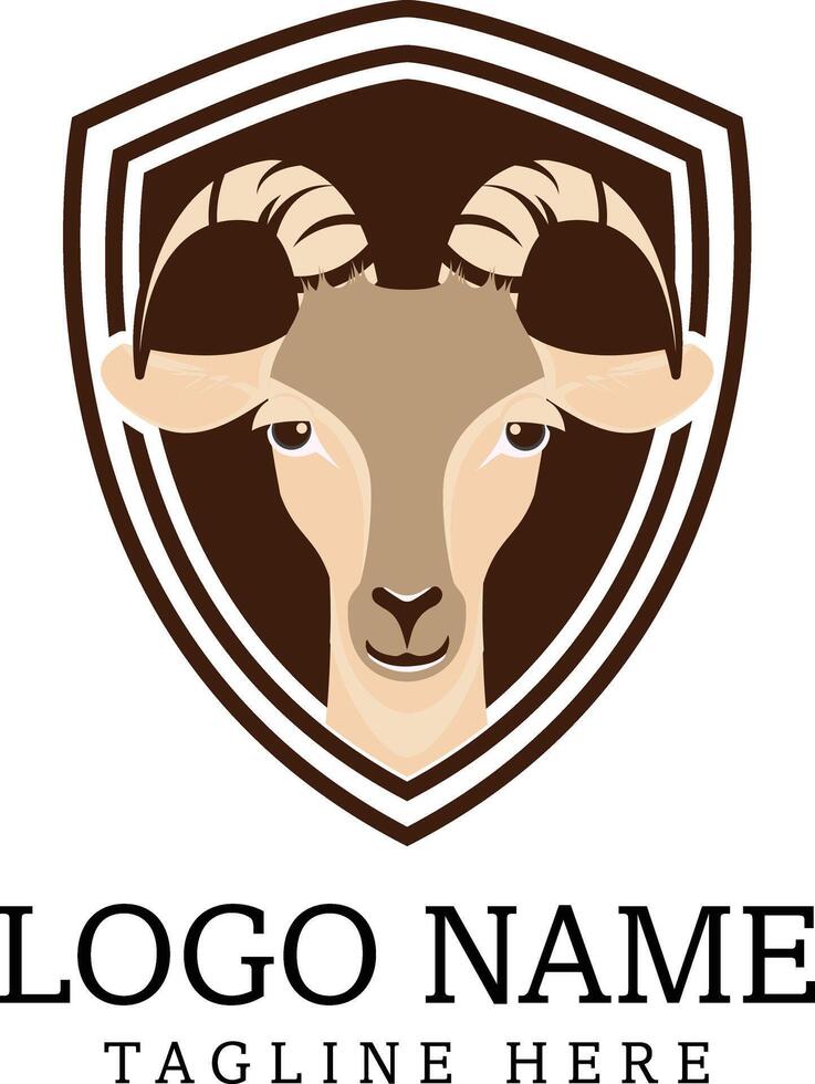 Goat logo design with shield icon vector