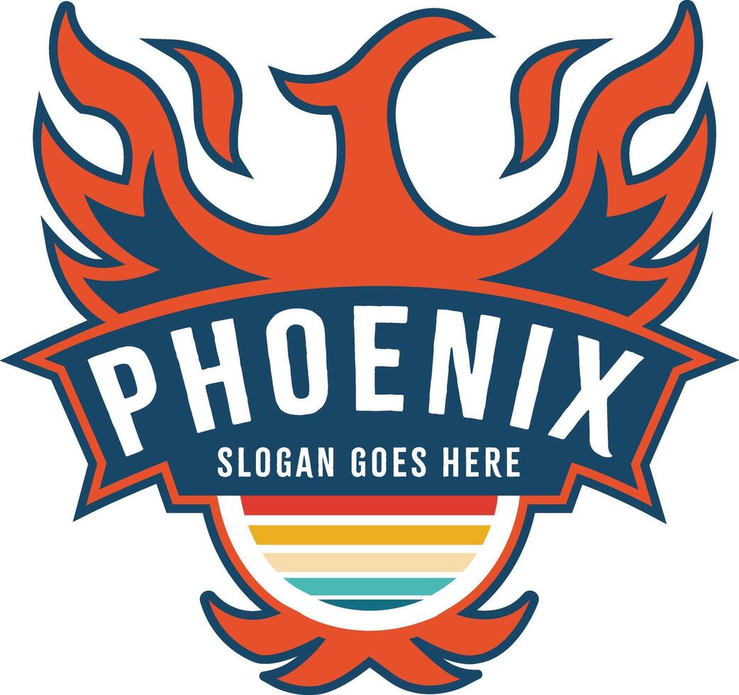 Fire phoenix logo design with emblem style icon vector