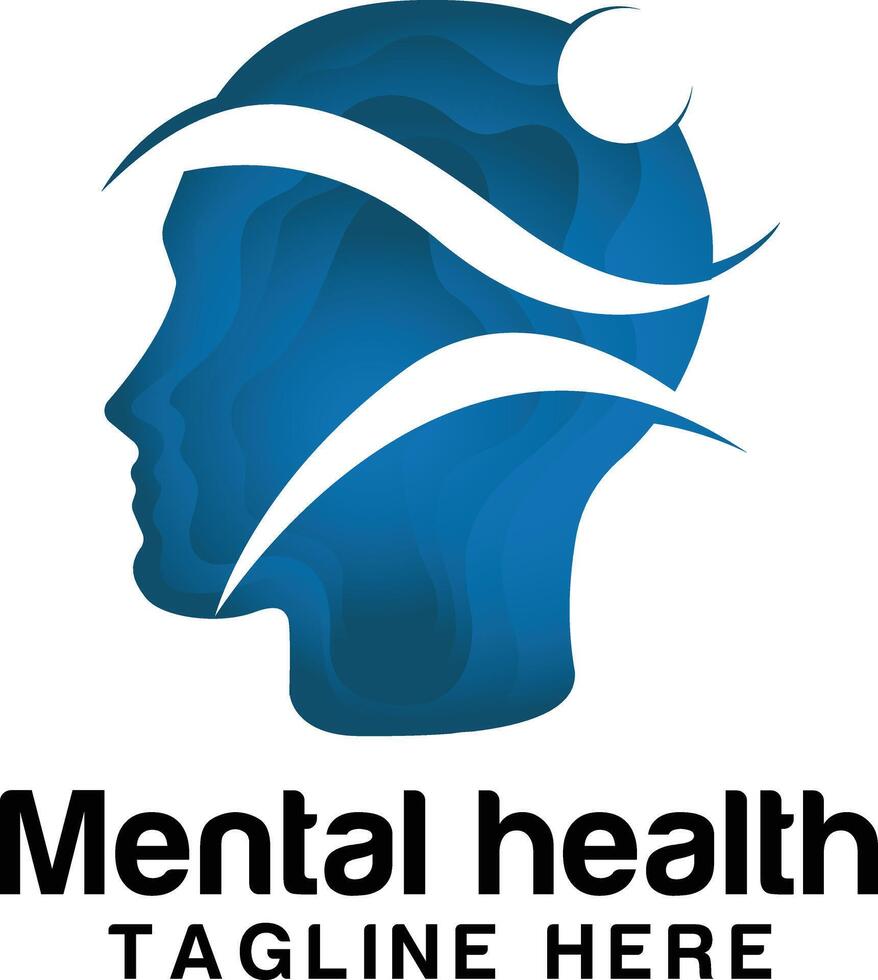 Face logo design for mental health with human icon vector